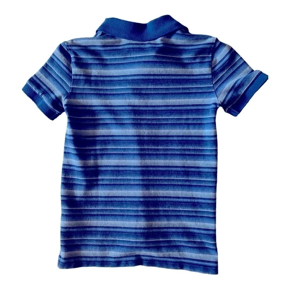 Ralph Lauren POLO Blue Striped Cotton Mesh Polo Short Sleeve, Youth Size 7 EUC